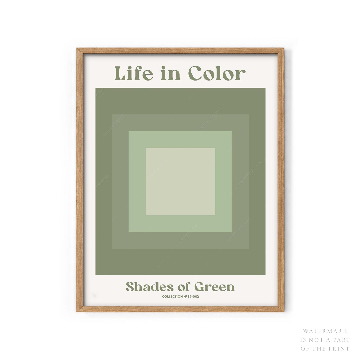 Geometric wall art, Shades of green, Modern poster