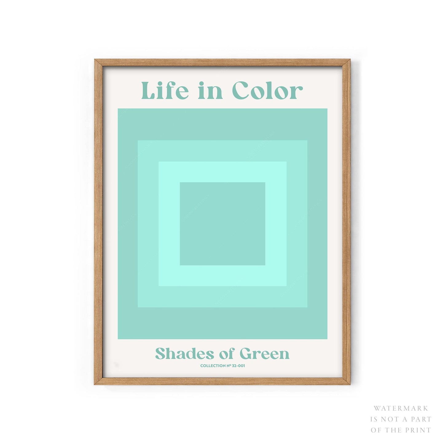 Geometric wall art, Shades of green, Modern poster