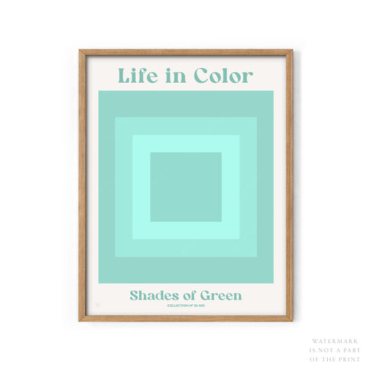 Geometric wall art, Shades of green, Modern poster