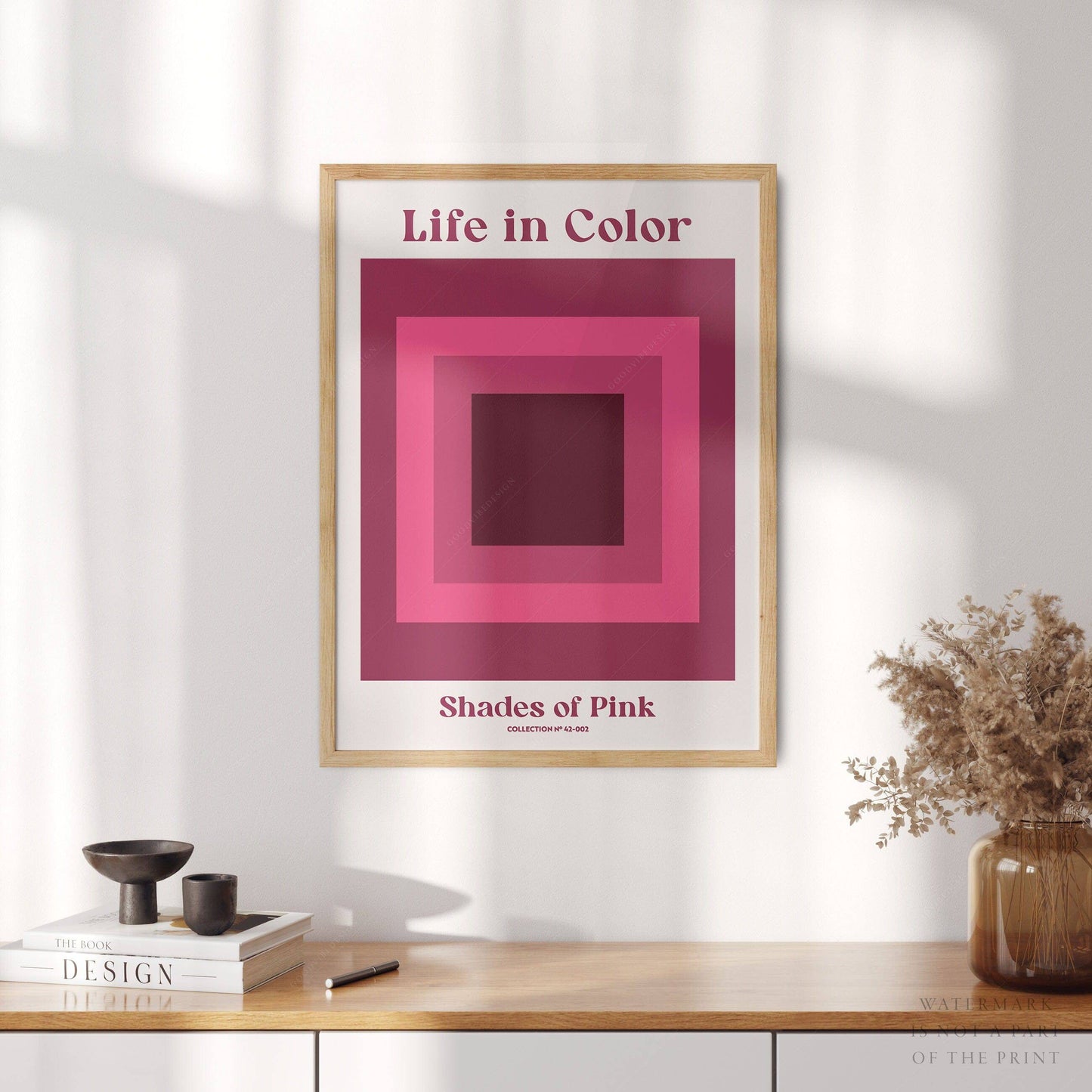 Geometric wall art, Shades of pink, Modern poster