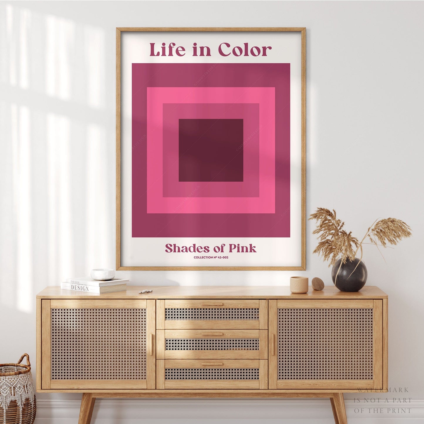 Geometric wall art, Shades of pink, Modern poster