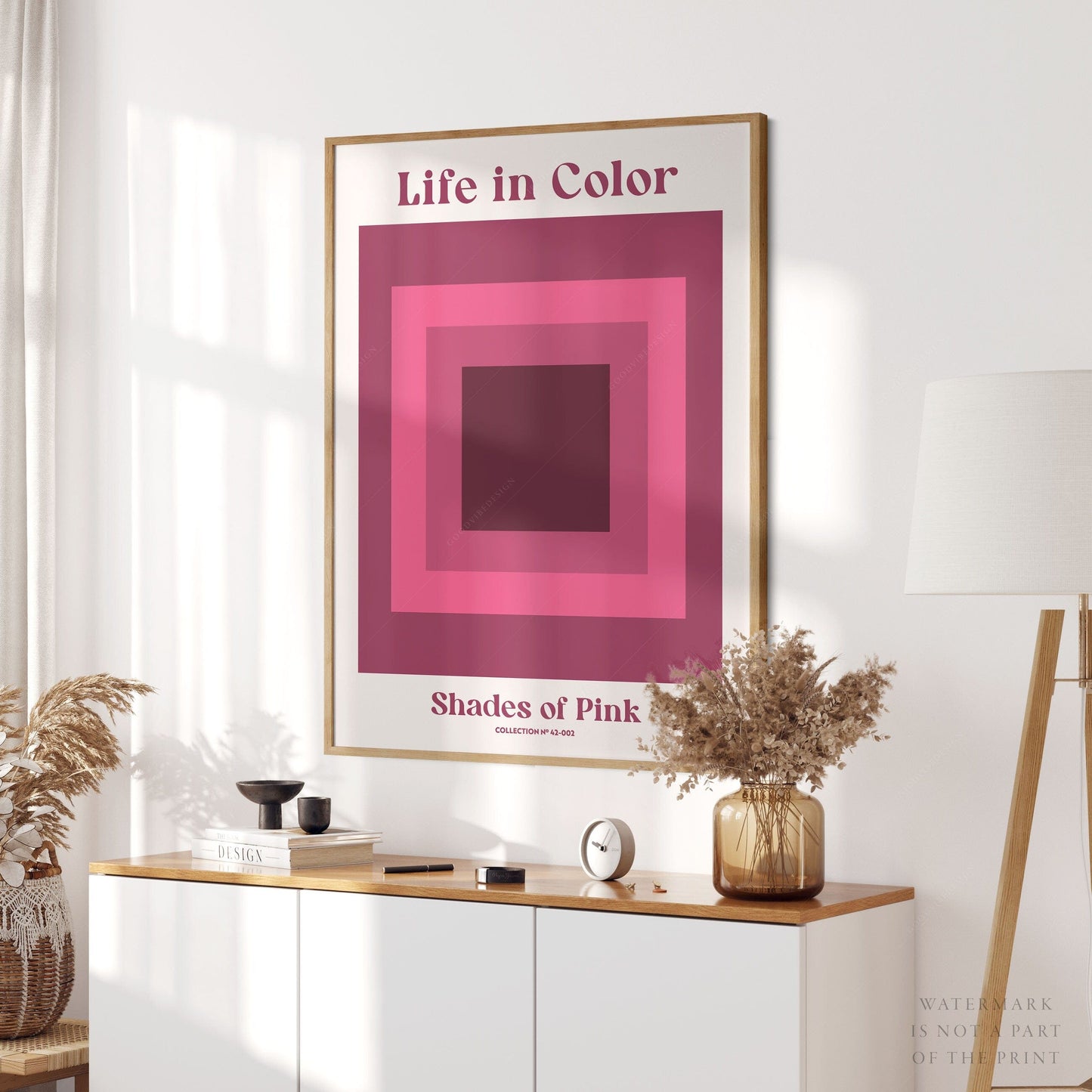 Geometric wall art, Shades of pink, Modern poster