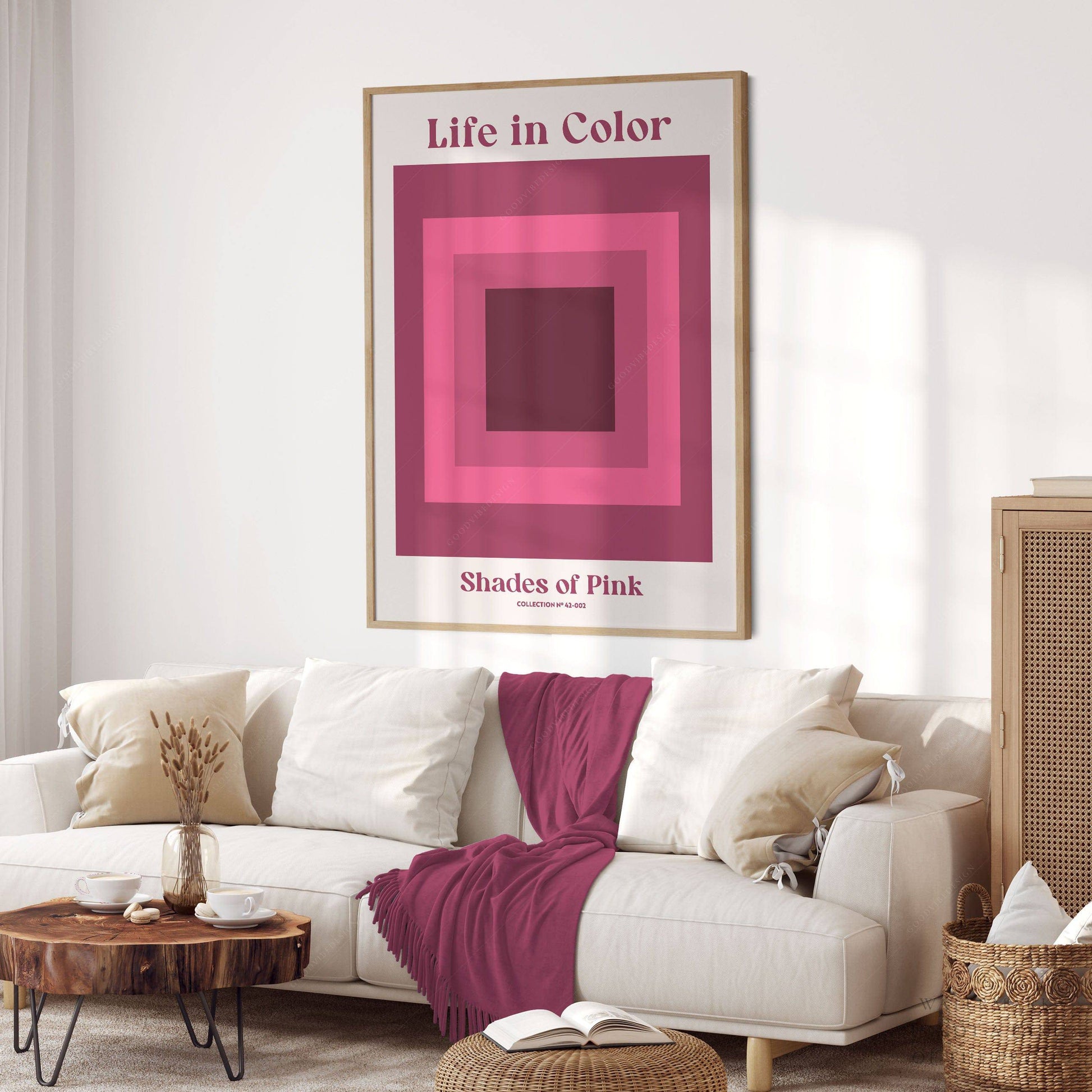 Geometric wall art, Shades of pink, Modern poster