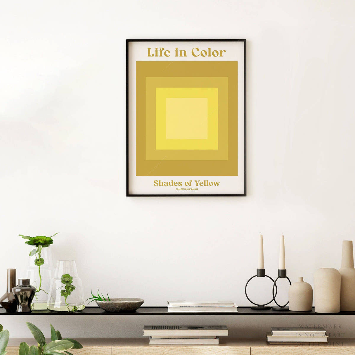 Geometric wall art, Shades of yellow, Modern poster