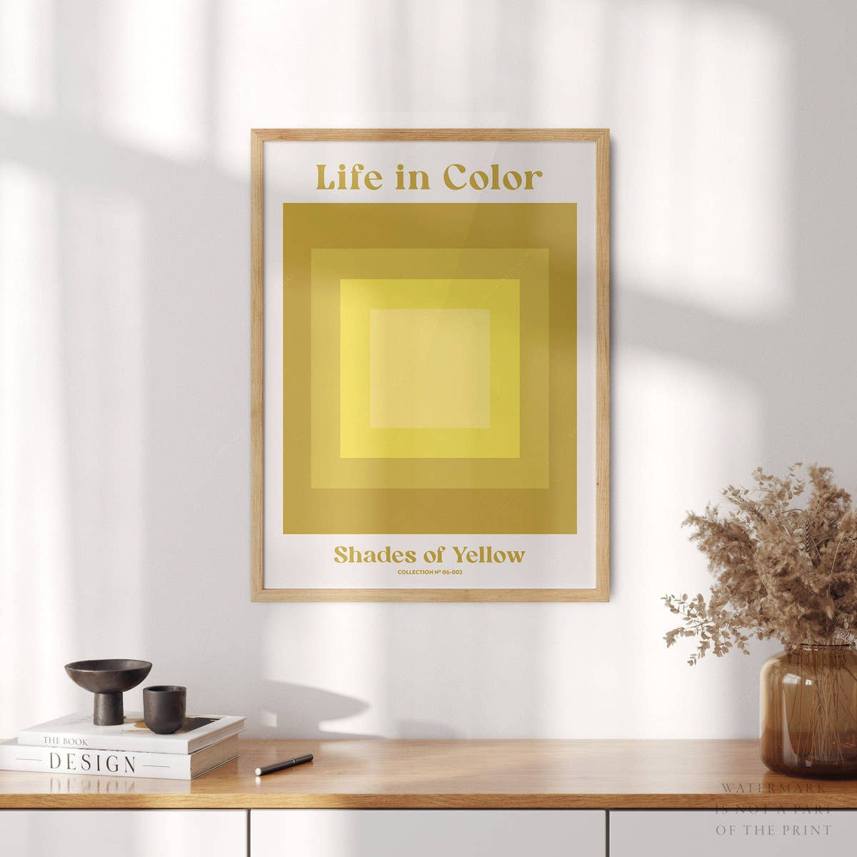 Geometric wall art, Shades of yellow, Modern poster