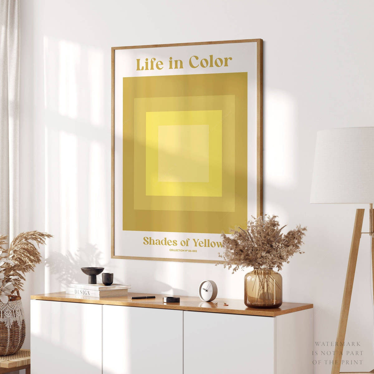 Geometric wall art, Shades of yellow, Modern poster