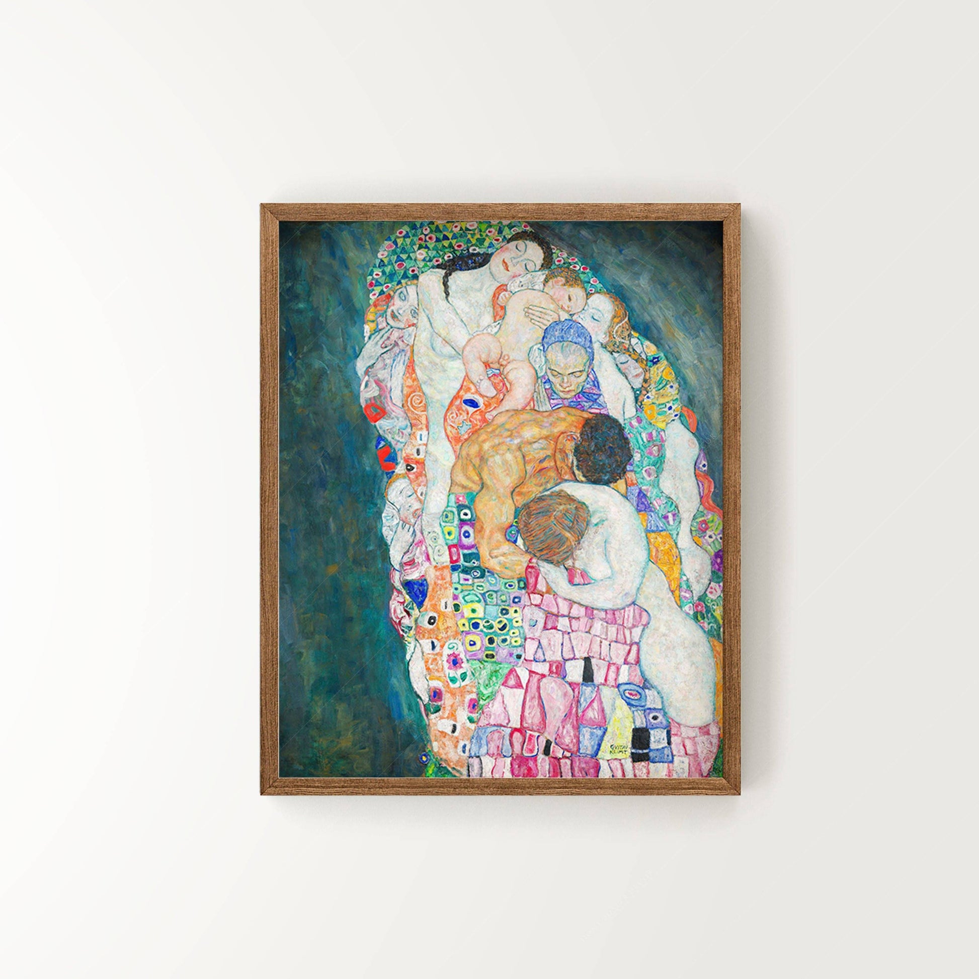 Gustav Klimt, Gallery Wall, Set of 4 Prints: Klimt Woman Line, Bauerngarten Flower Garden, Water Snakes, Death and Life