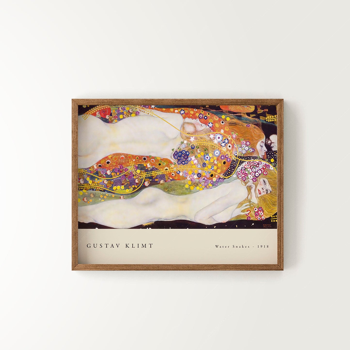 Gustav Klimt, Gallery Wall, Set of 4 Prints: Klimt Woman Line, Bauerngarten Flower Garden, Water Snakes, Death and Life