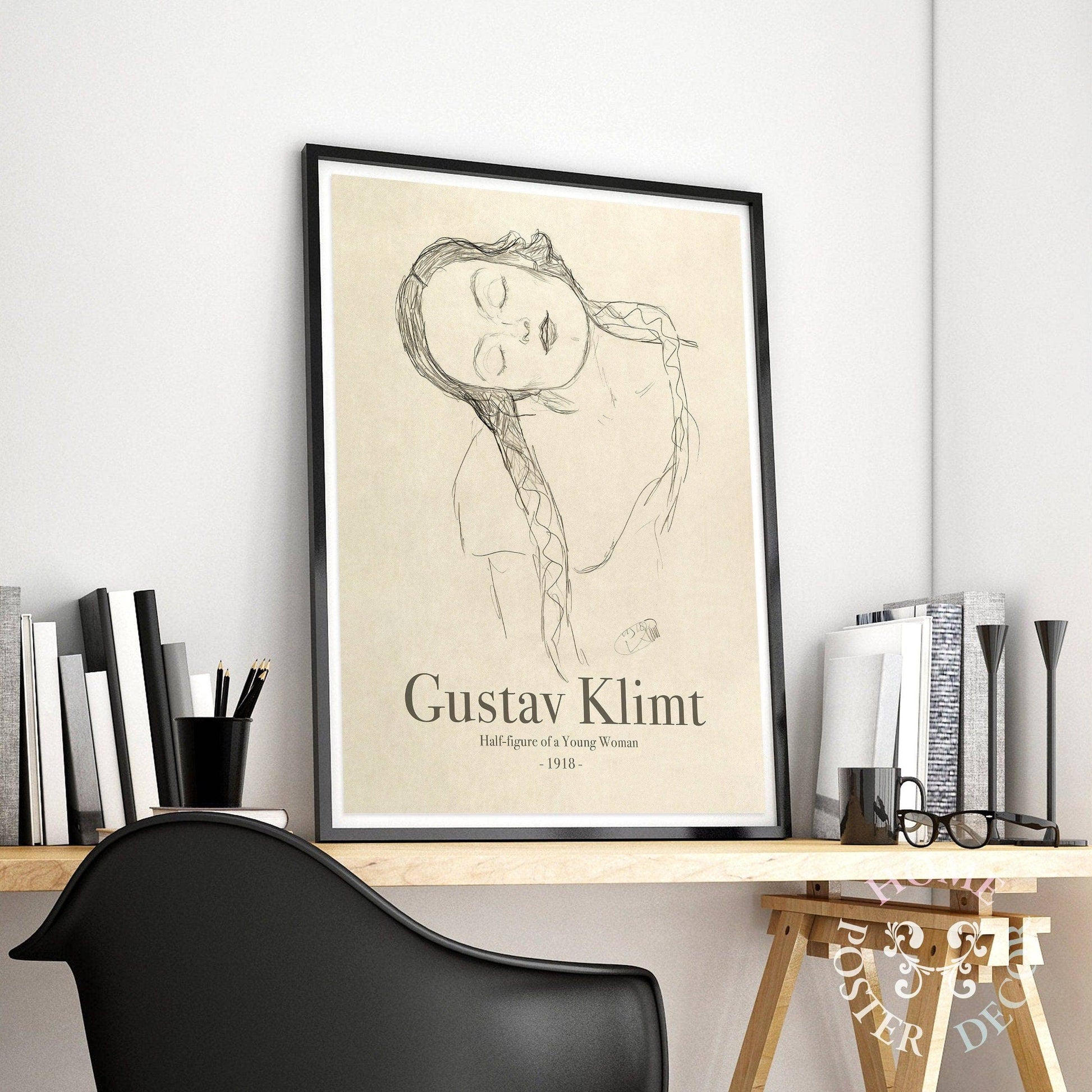 Gustav Klimt Print, Half-figure of a Young Woman, Fine Art Print