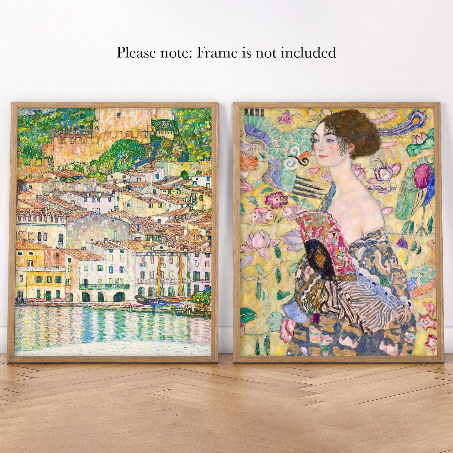 Gustav Klimt Set of 2 prints - Lady with fan and Lake Garda