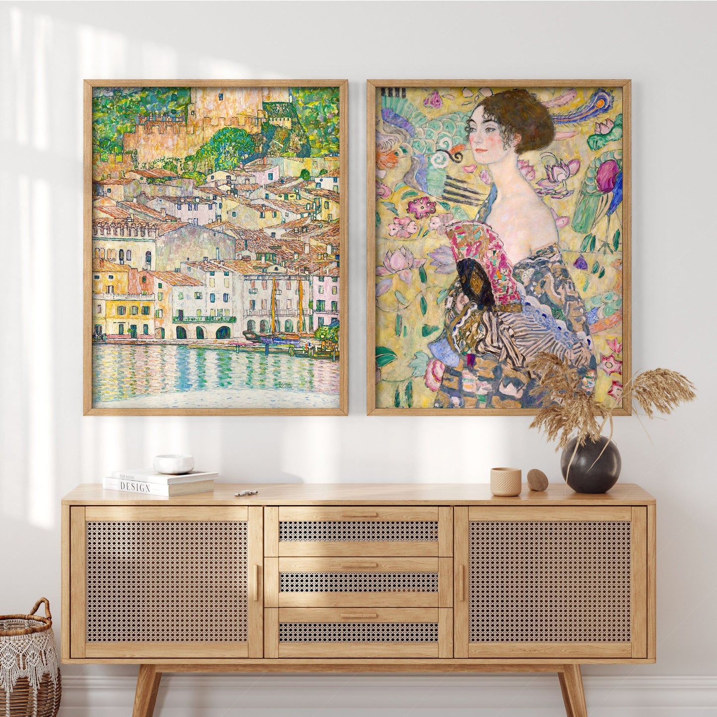 Gustav Klimt Set of 2 prints - Lady with fan and Lake Garda