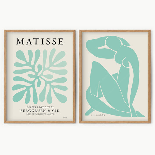 Henri Matisse, 2 Pieces Wall Art, Turquoise Color