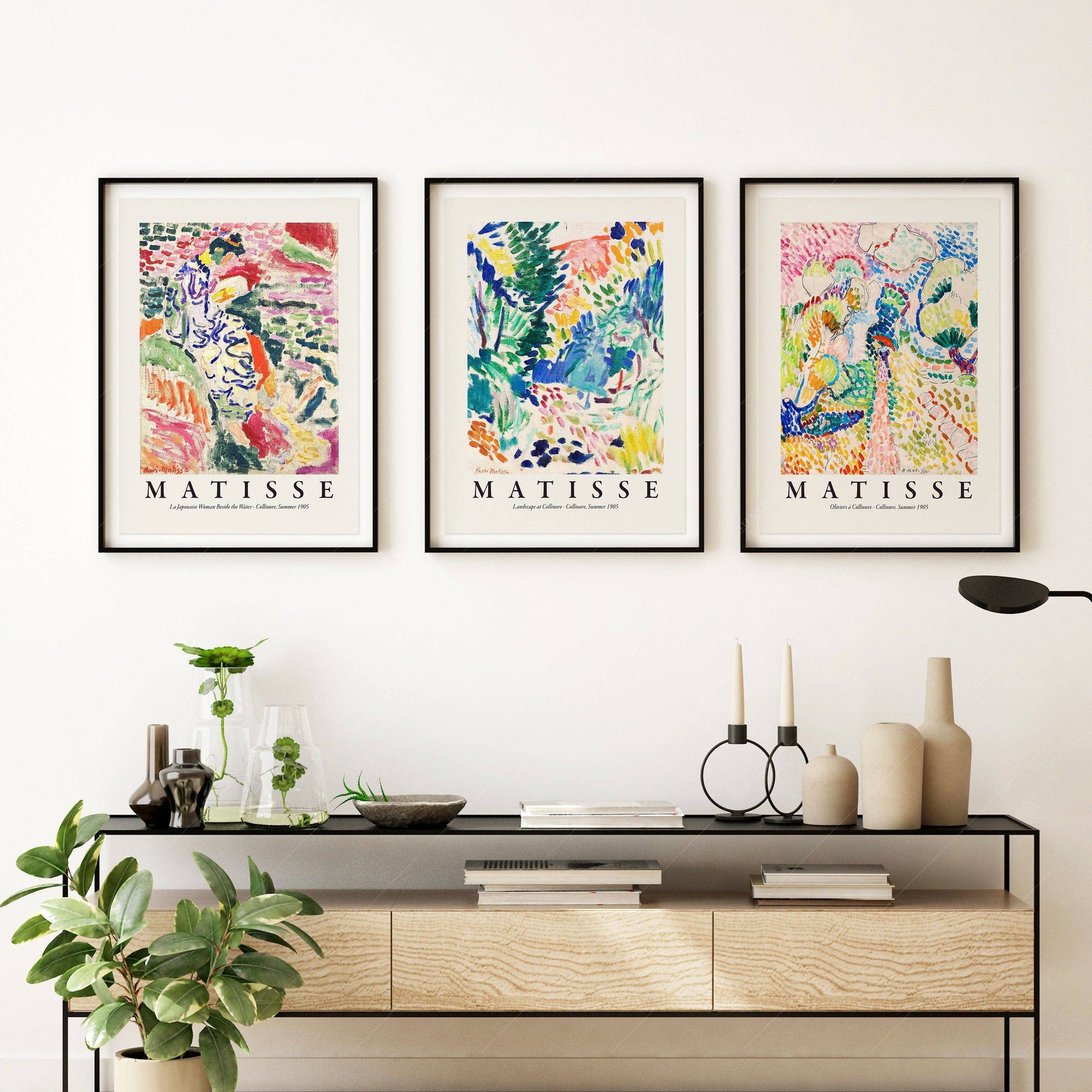 Henri Matisse Gallery Set of 3 Prints, Oliviers at Collioure, Landscape at Collioure, La Japonaise, Wall art decor