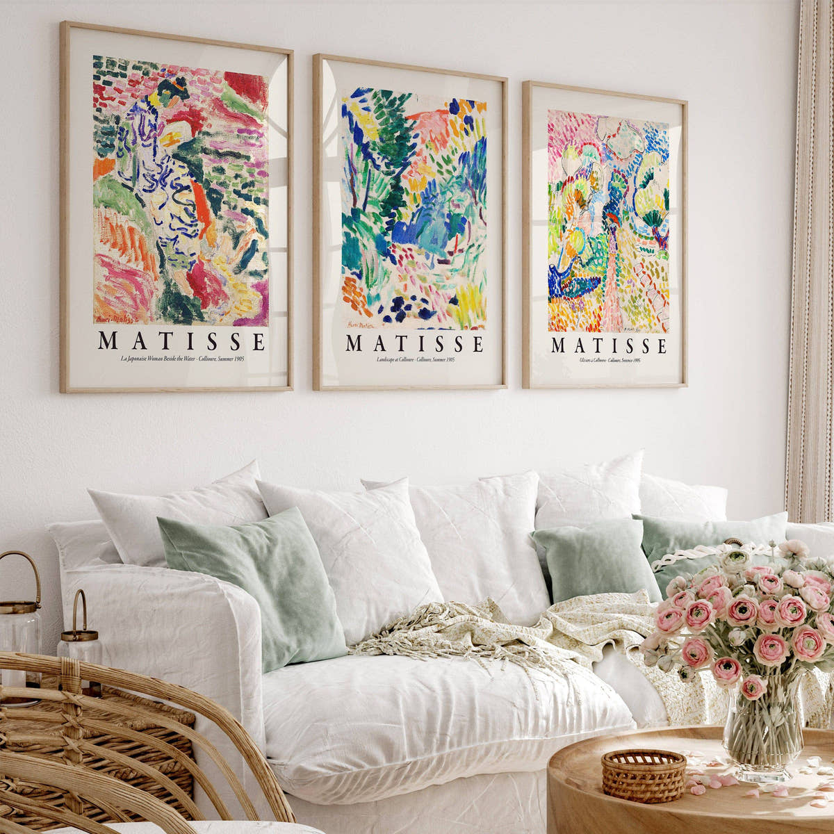 Henri Matisse Gallery Set of 3 Prints, Oliviers at Collioure, Landscape at Collioure, La Japonaise, Wall art decor