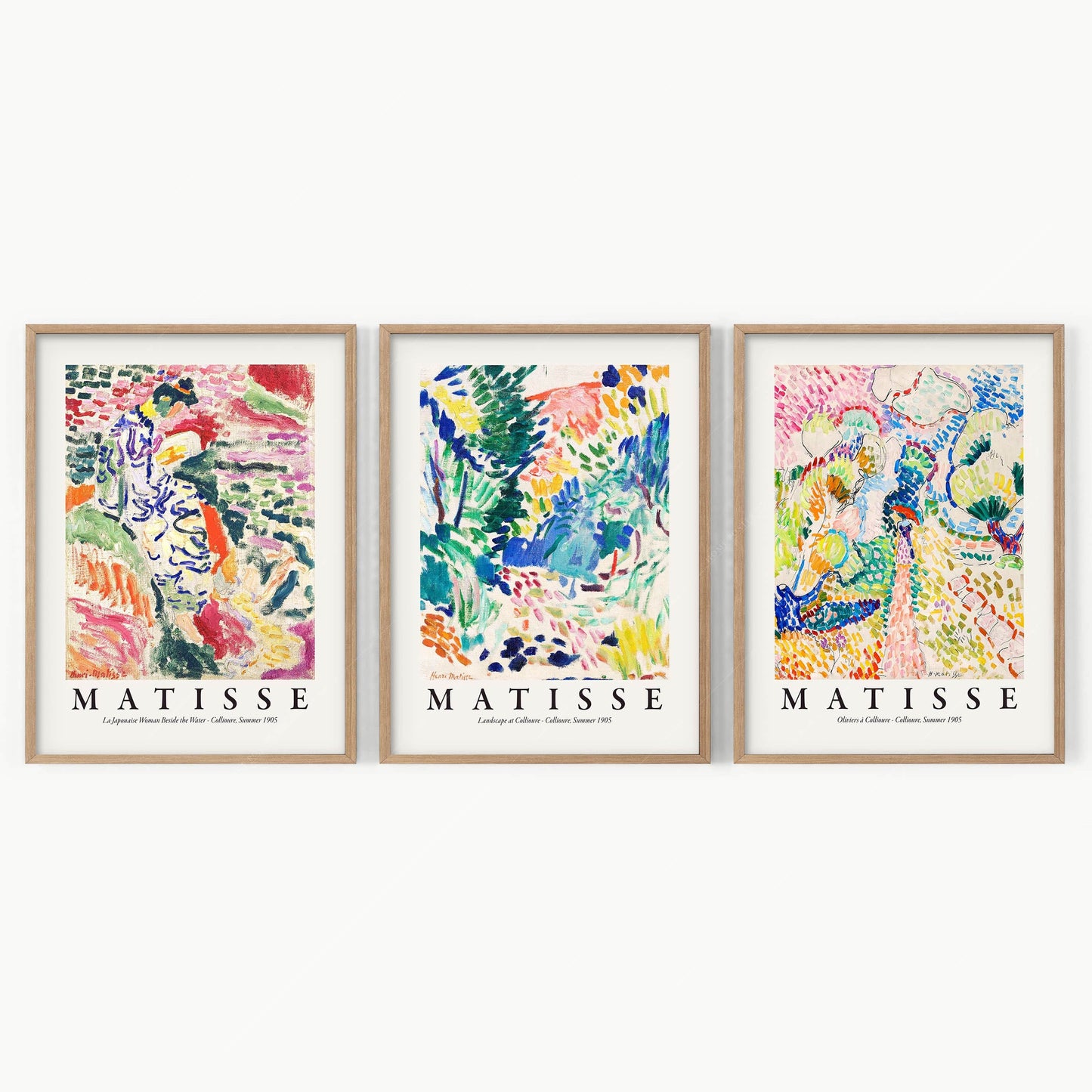 Henri Matisse Gallery Set of 3 Prints, Oliviers at Collioure, Landscape at Collioure, La Japonaise, Wall art decor