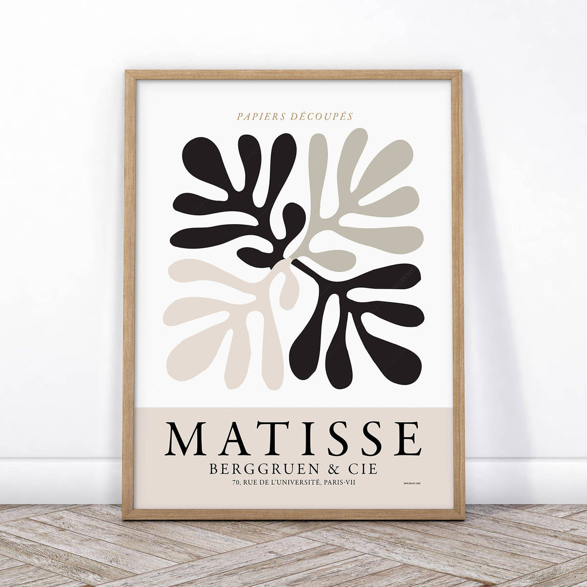 Henri Matisse Gallery Wall, Set of 3 Prints, Black Beige and White Colors, Modern home decor