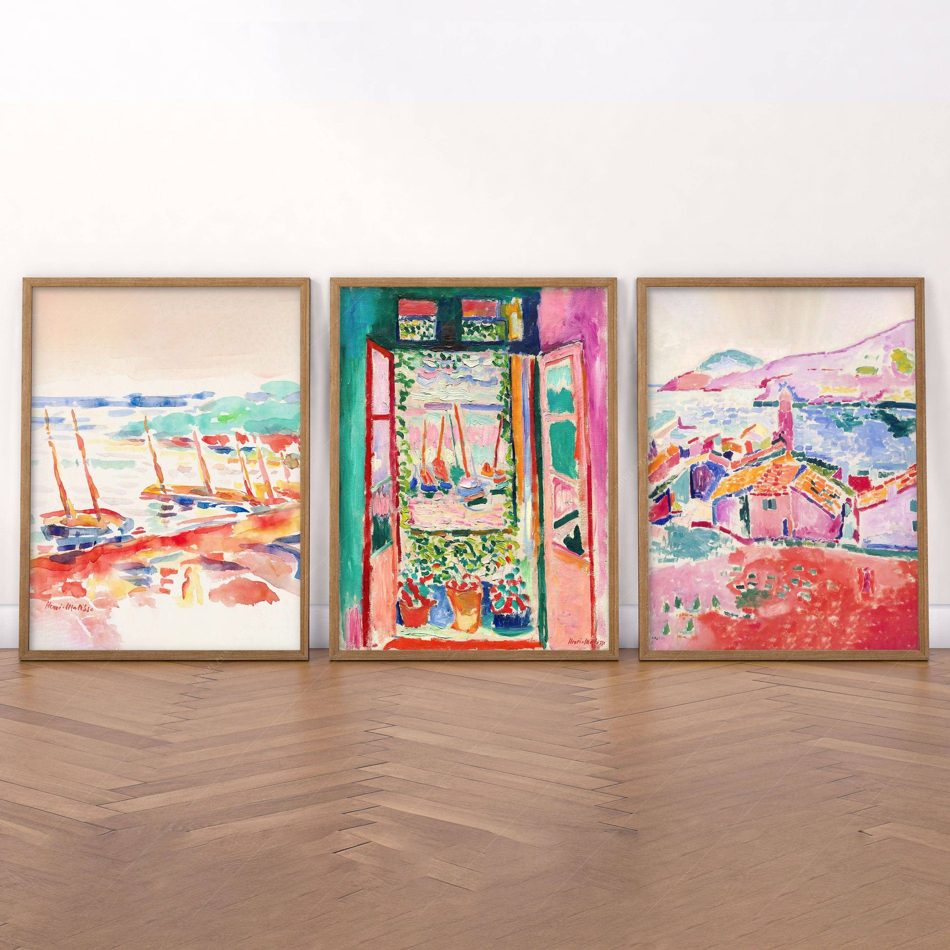 Henri Matisse Gallery Wall, Set of 3 Prints, The Open Window, View at Collioure, The boats