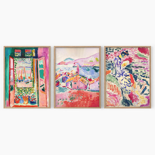 Henri Matisse Gallery Wall - Set of 3 Prints, The Open Window, View at Collioure and La Japonaise