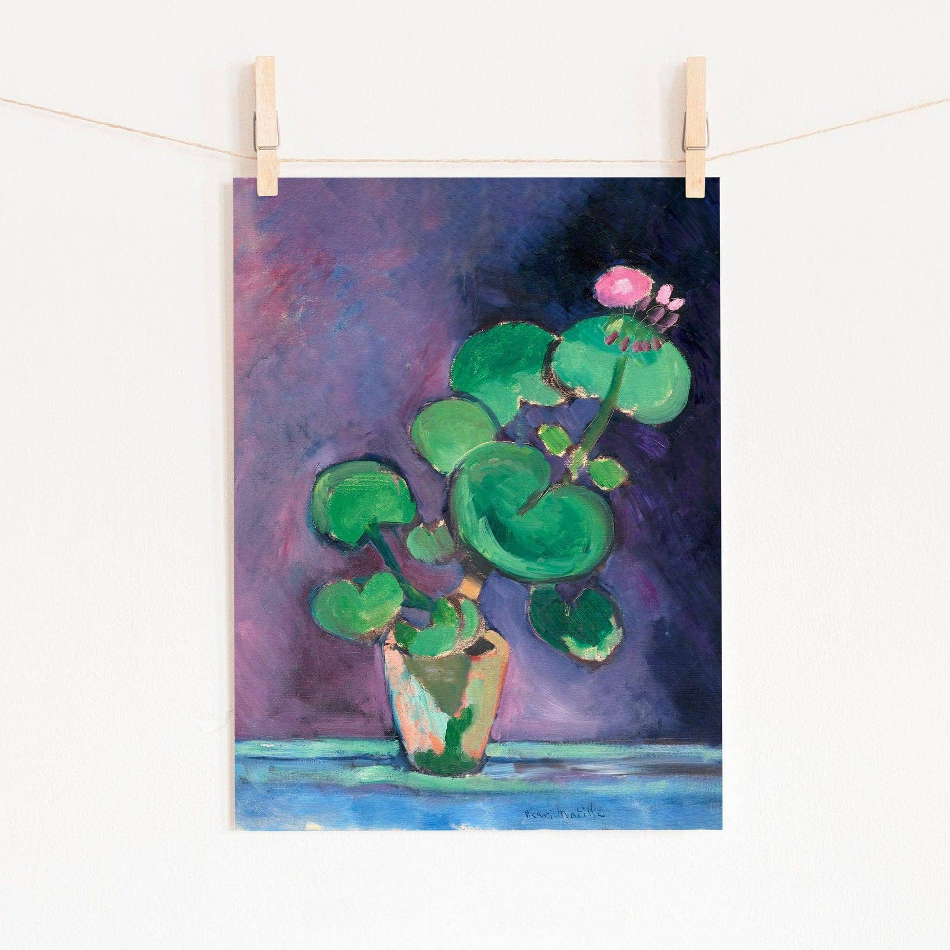 Henri Matisse, Geraniums in Vase Print