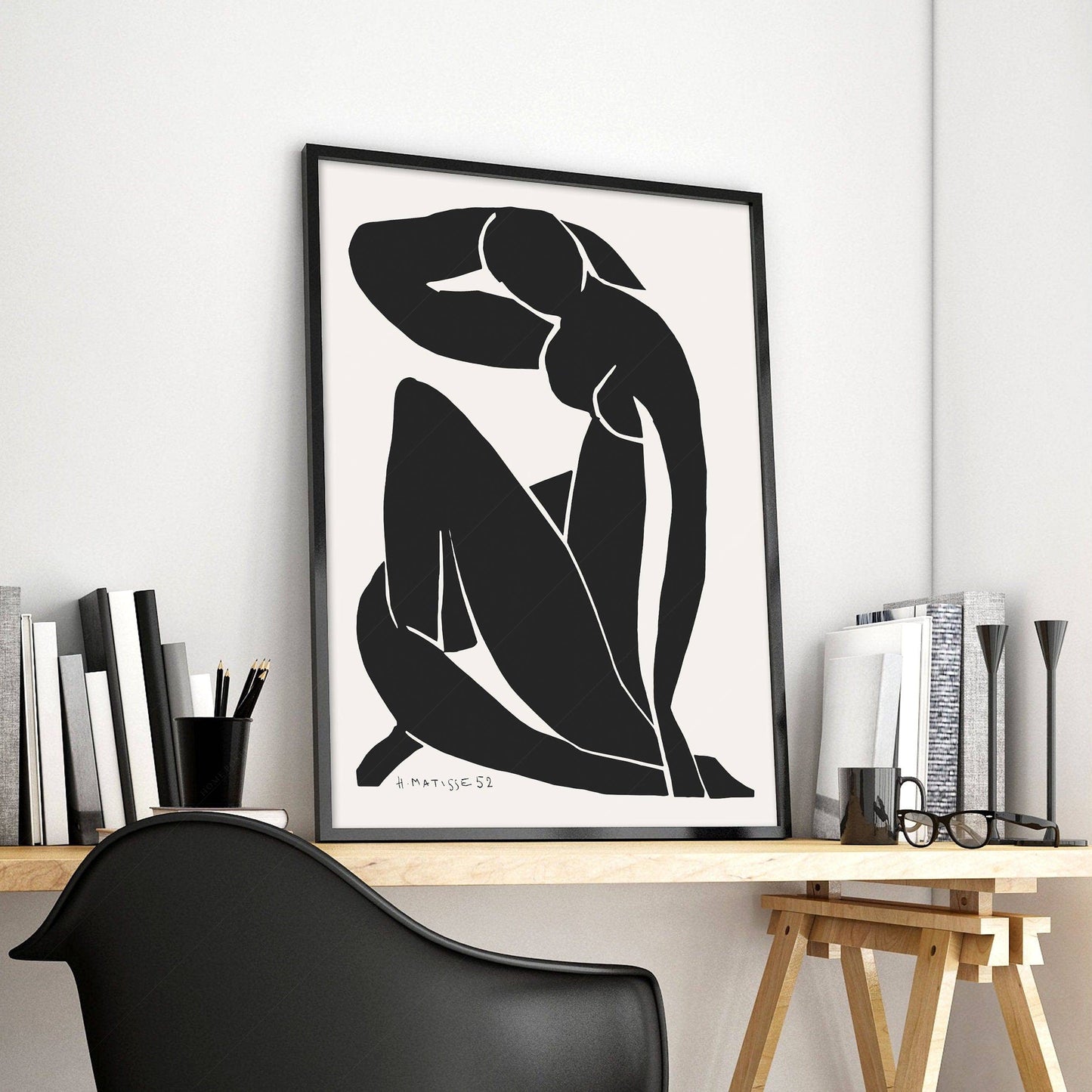 Henri Matisse Poster, Figure in black and white, Minimalist Wall Art