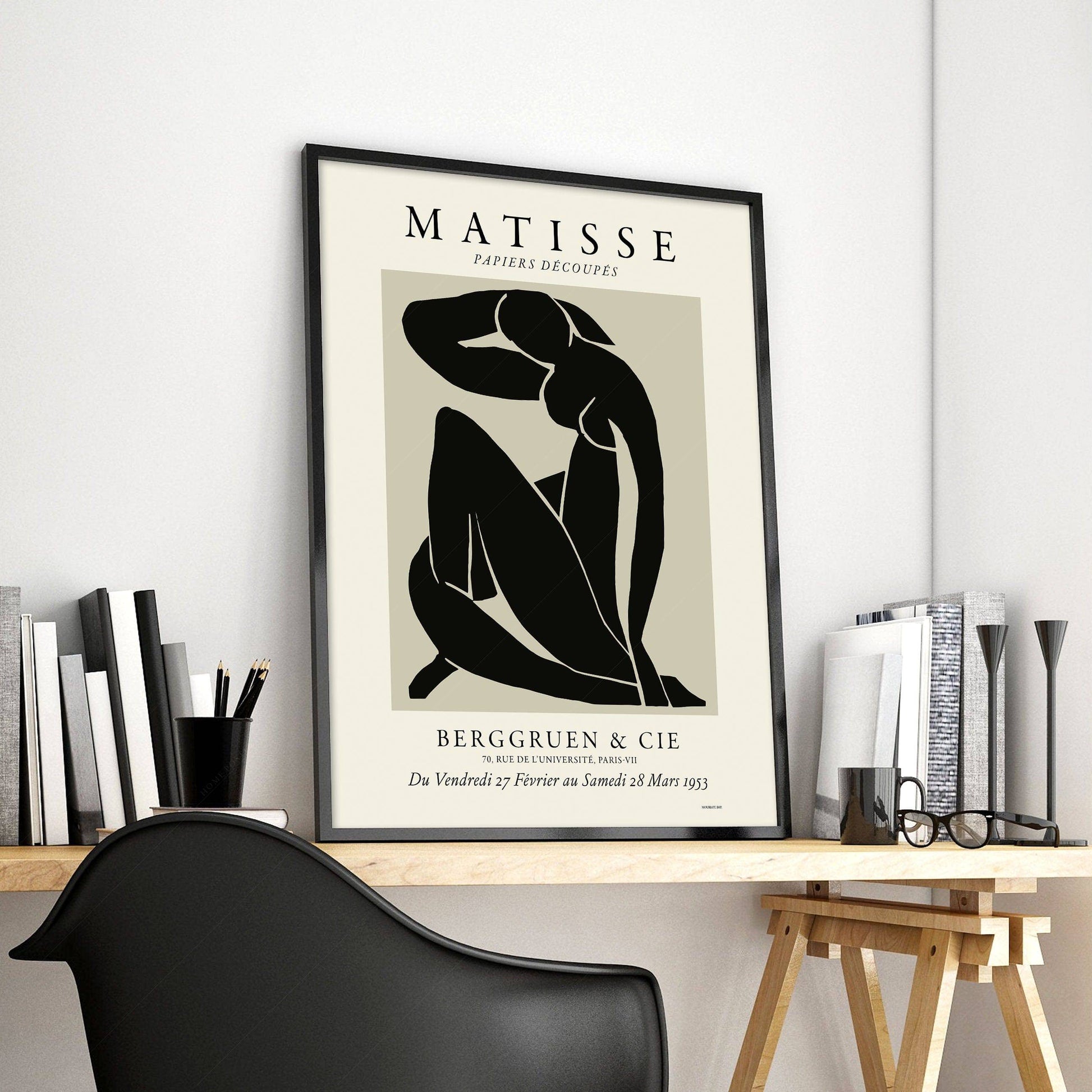 Henri Matisse Poster, Nu bleu in black and beige color