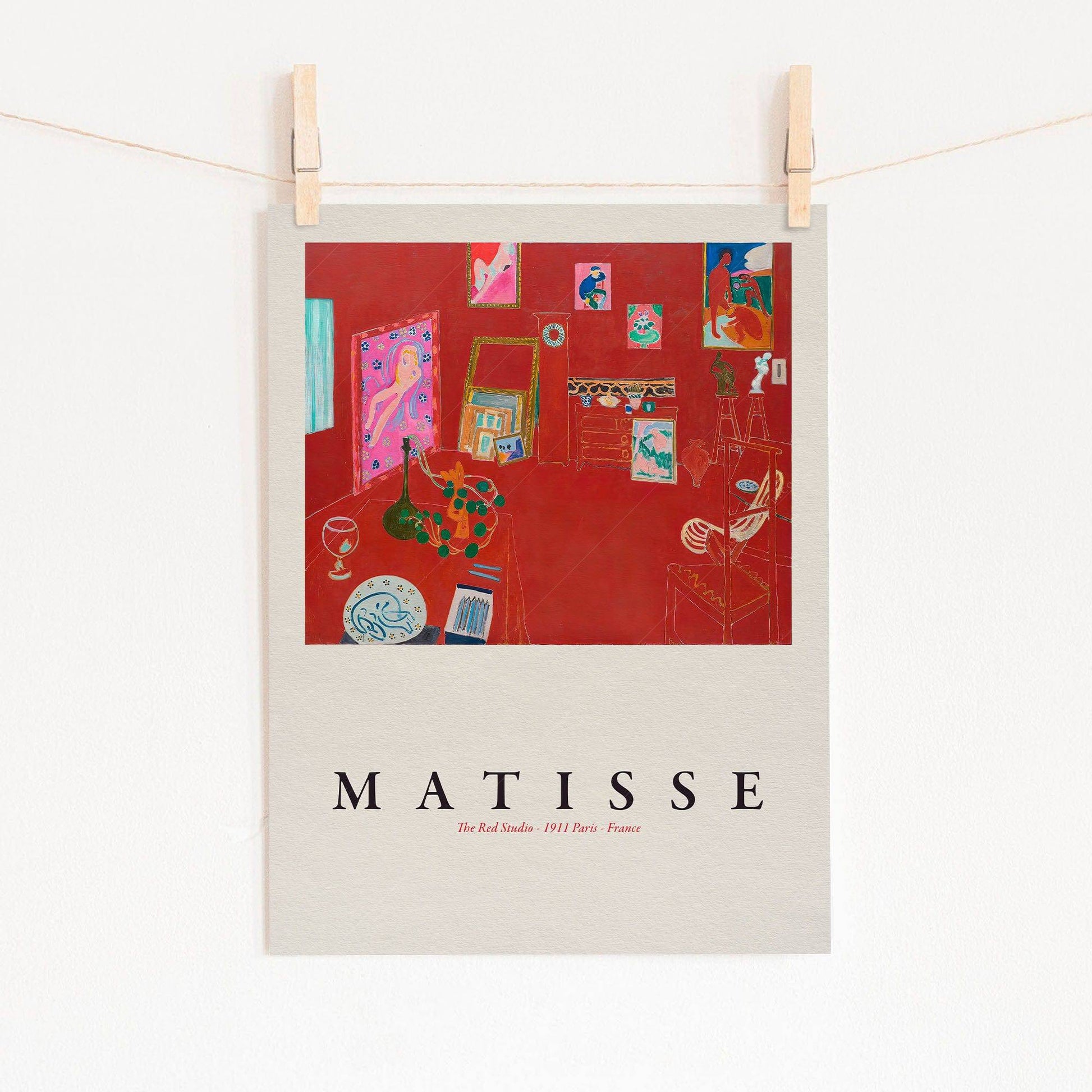 Henri Matisse Poster, The Red Studio, Modern wall art prints