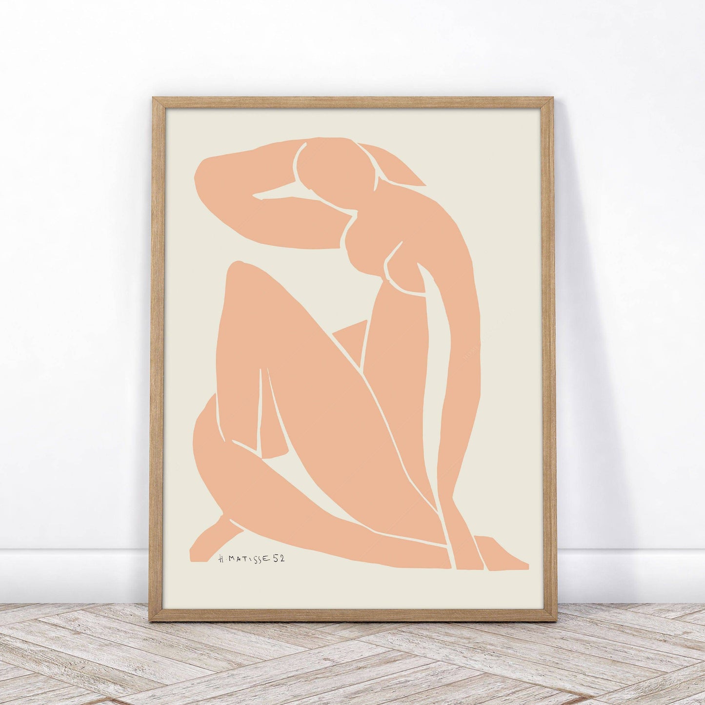 Henri Matisse Print, Minimalist Wall Decor, Light Salmon color