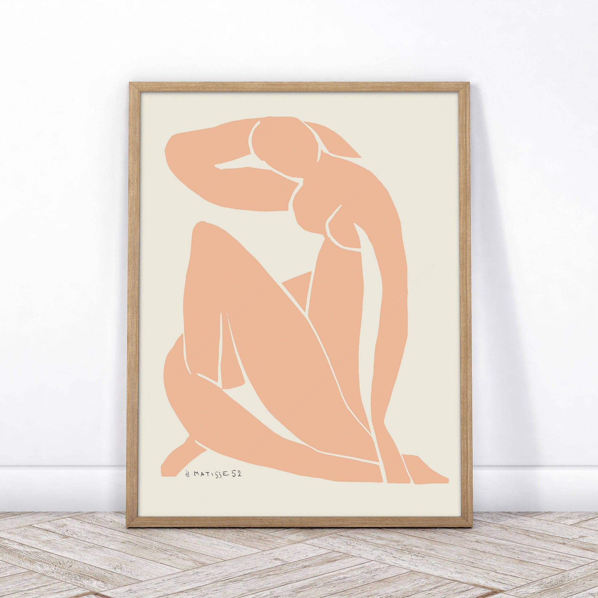 Henri Matisse Print, Minimalist Wall Decor, Light Salmon color