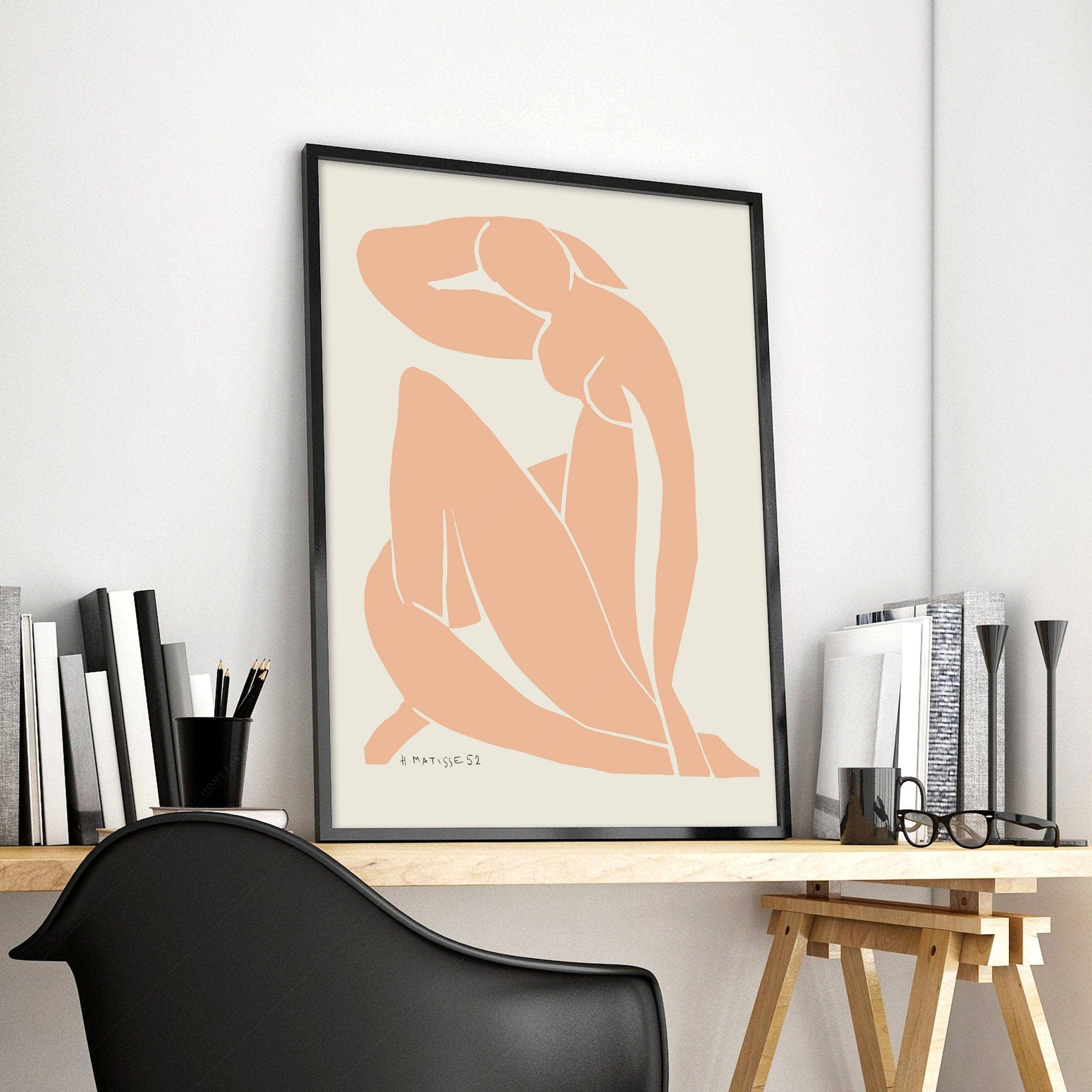 Henri Matisse Print, Minimalist Wall Decor, Light Salmon color