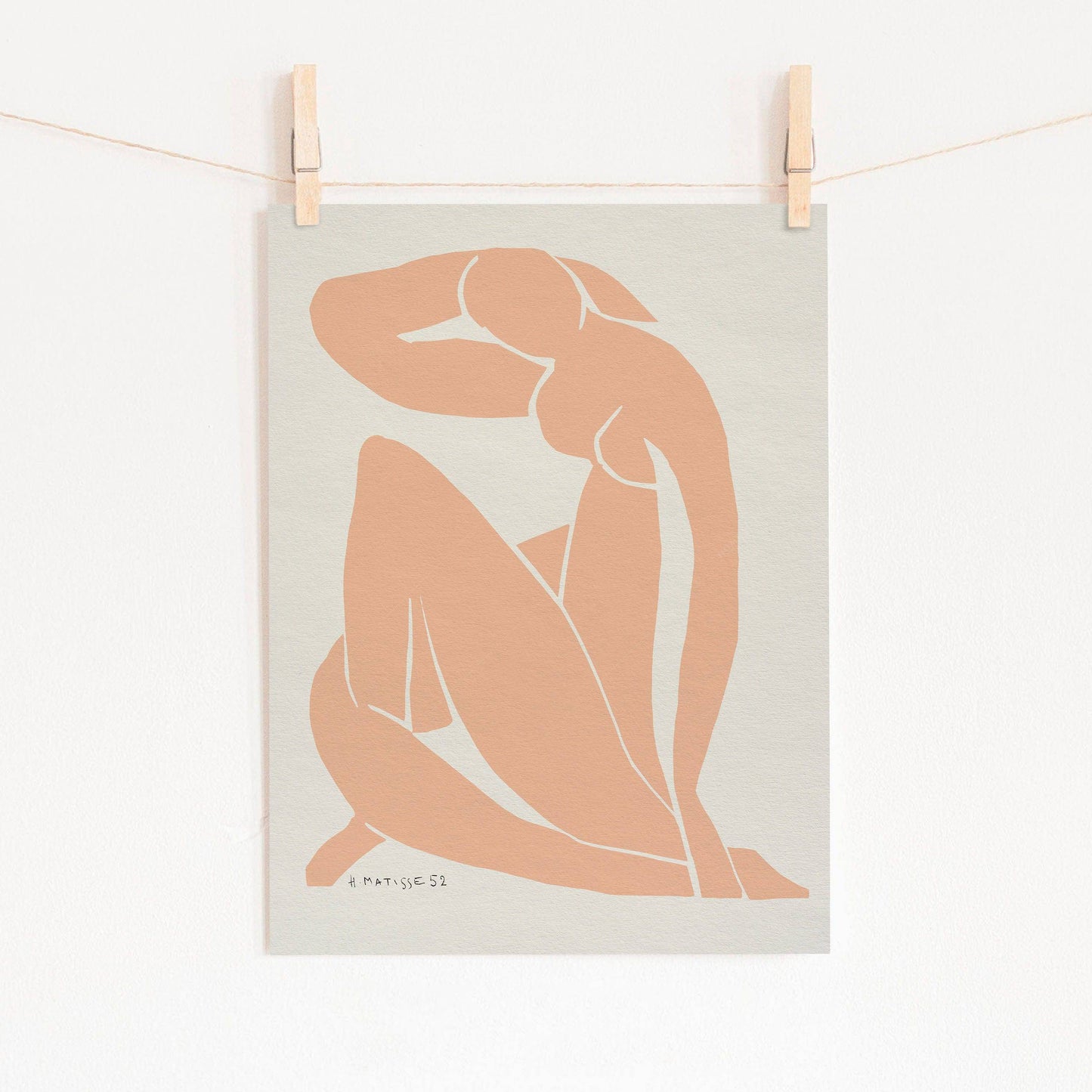 Henri Matisse Print, Minimalist Wall Decor, Light Salmon color