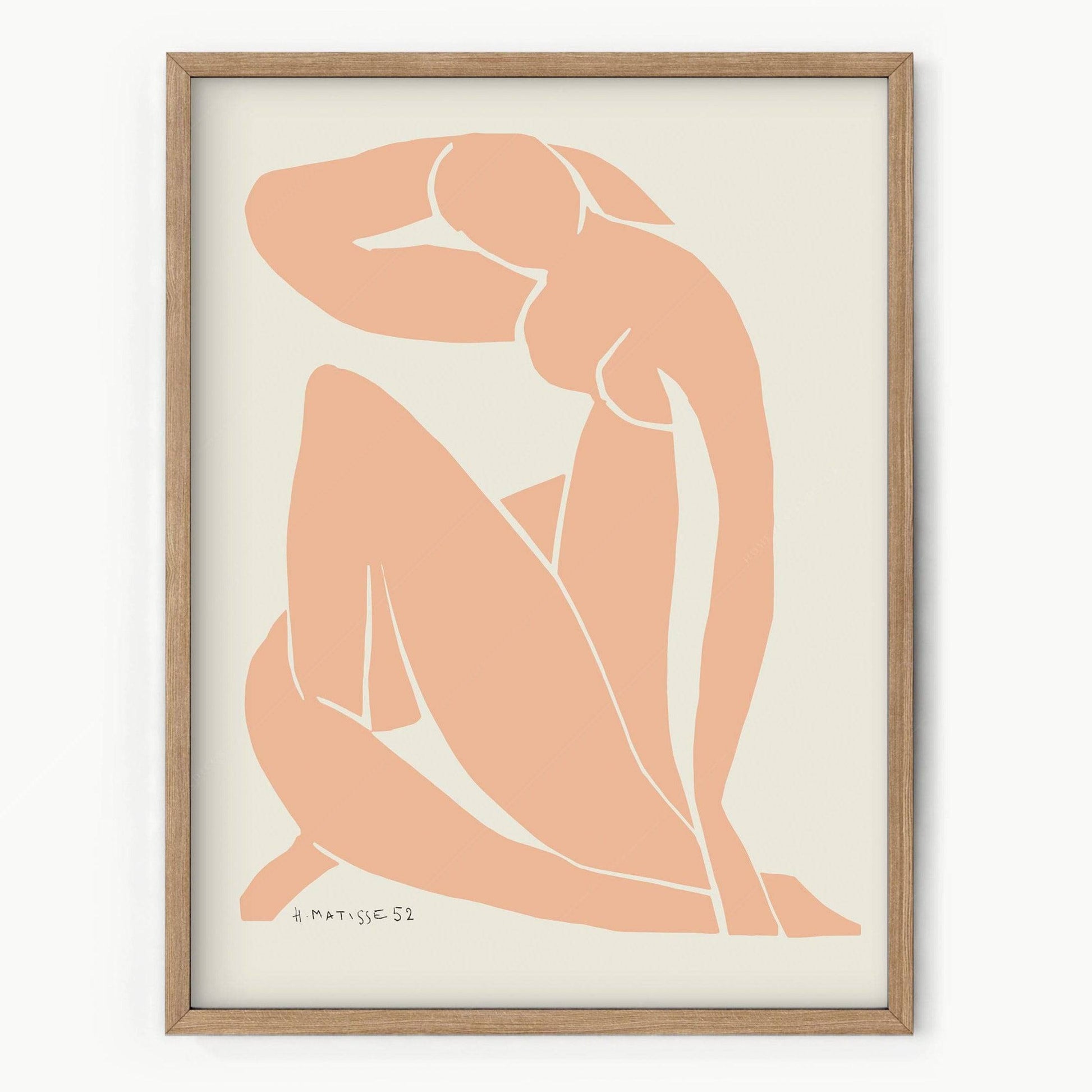 Henri Matisse Print, Minimalist Wall Decor, Light Salmon color