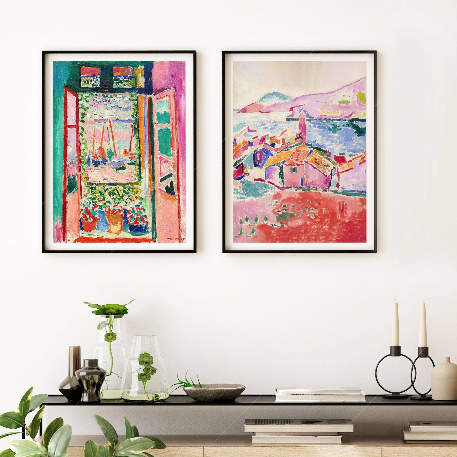 Henri Matisse Prints, Set of 2 Posters, The Open Window and View of Collioure artwork