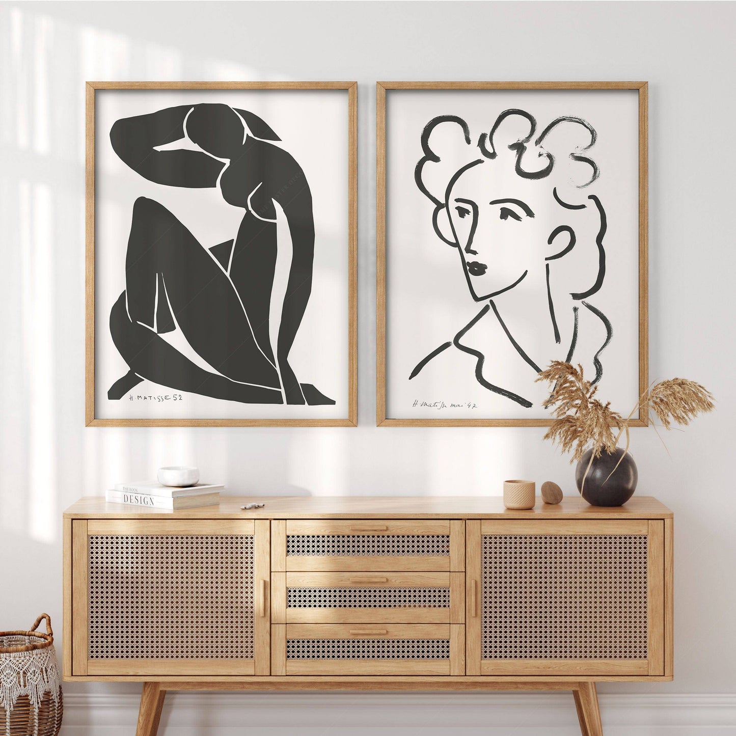 Henri Matisse, Set of 2 Posters, Blue Figure and Woman Face, Black and White Wall Art