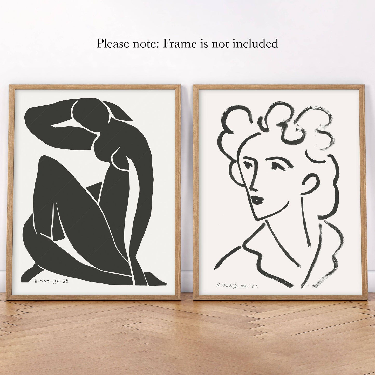 Henri Matisse, Set of 2 Posters, Blue Figure and Woman Face, Black and White Wall Art