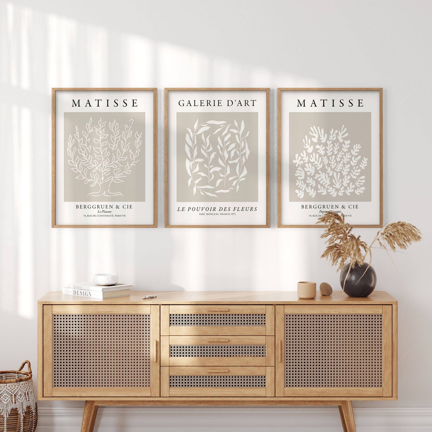 Henri Matisse Set of 3 Prints, Neutral Wall Decor, Galerie D'art, Fleurs Poster, Beige and White