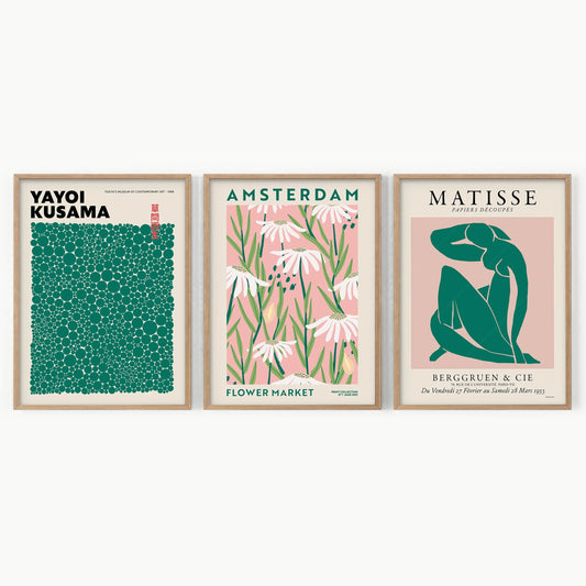 Henri Matisse, Yayoi Kusama, Flower Market Amsterdam, Set of 3 Prints