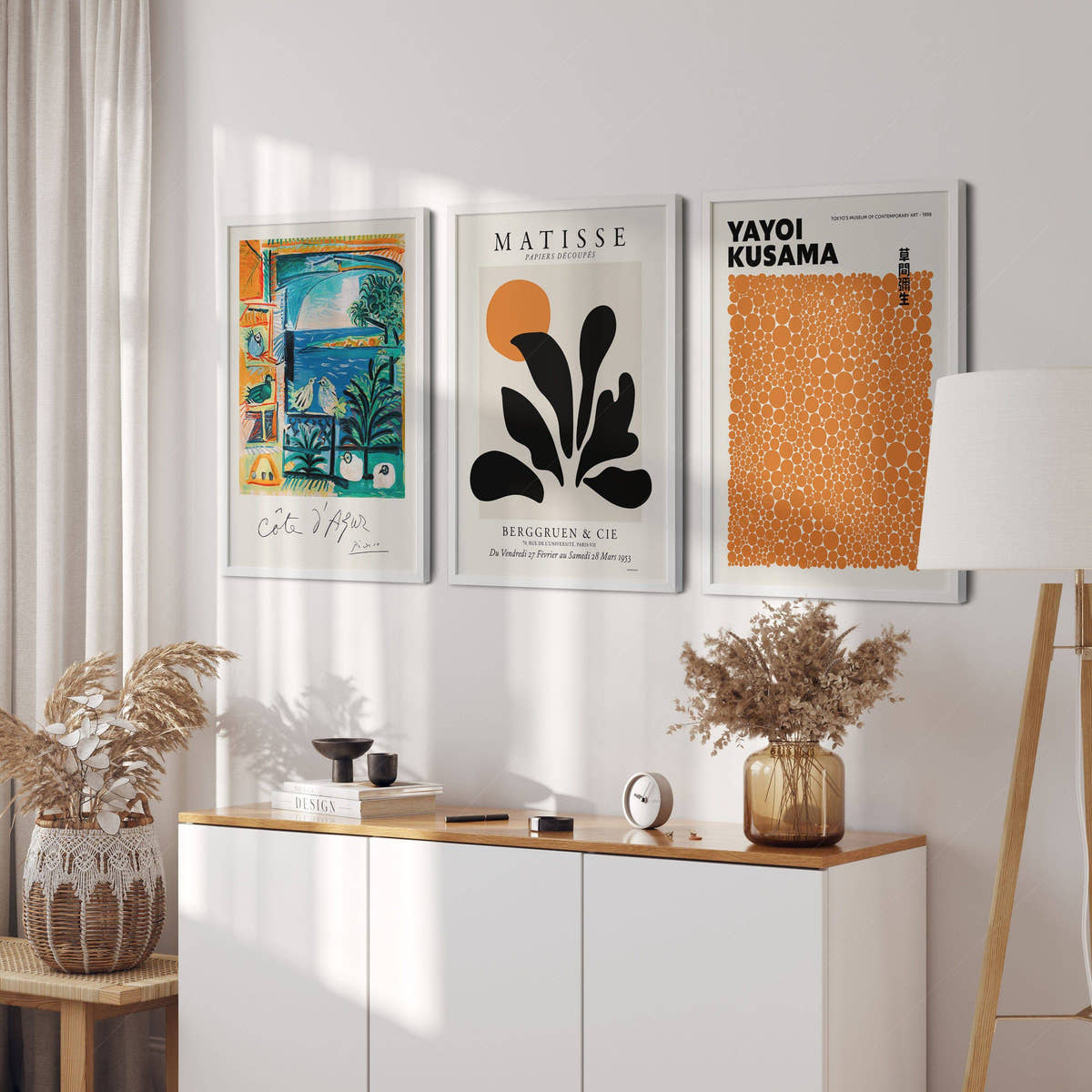 Henri Matisse, Yayoi Kusama and Pablo Picasso, Set of 3 wall art