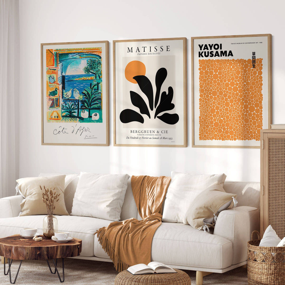 Henri Matisse, Yayoi Kusama and Pablo Picasso, Set of 3 wall art