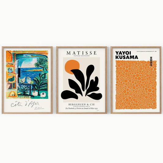 Henri Matisse, Yayoi Kusama and Pablo Picasso, Set of 3 wall art