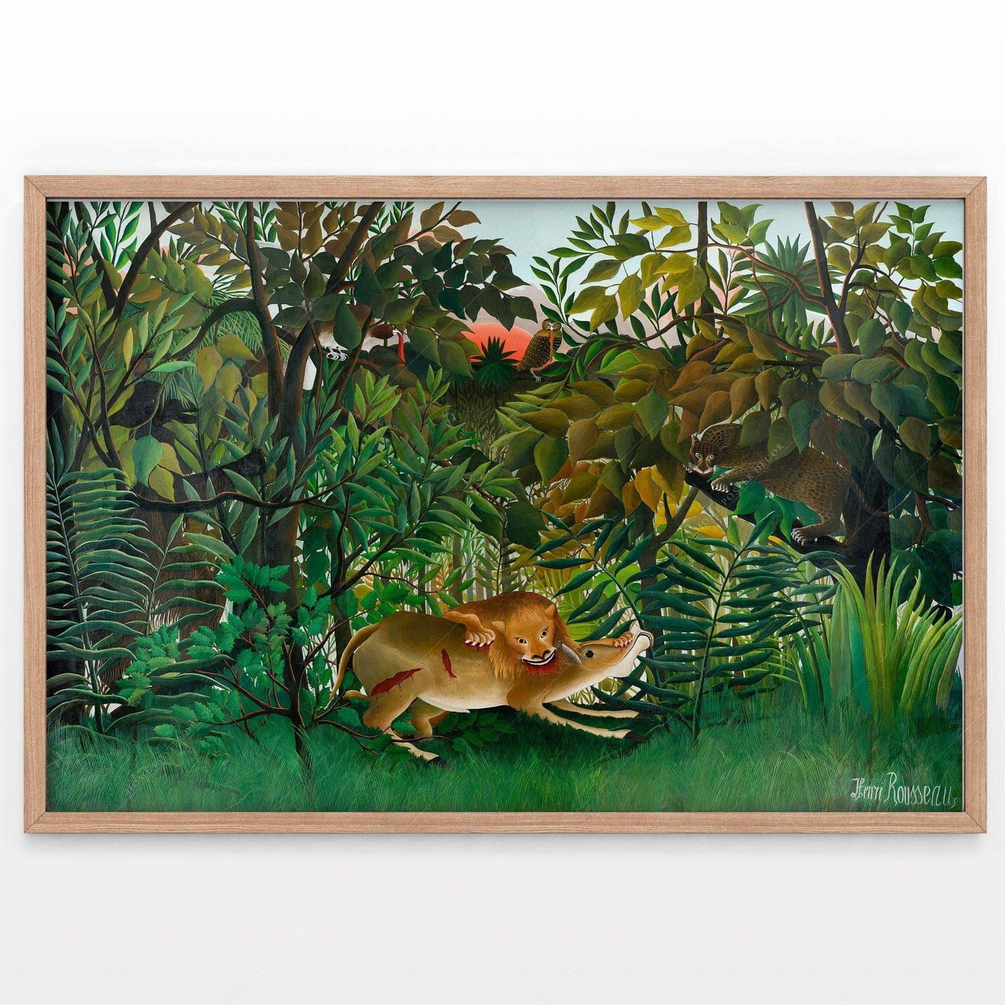 Henri Rousseau, The hungry attack Poster, Fine Art Print