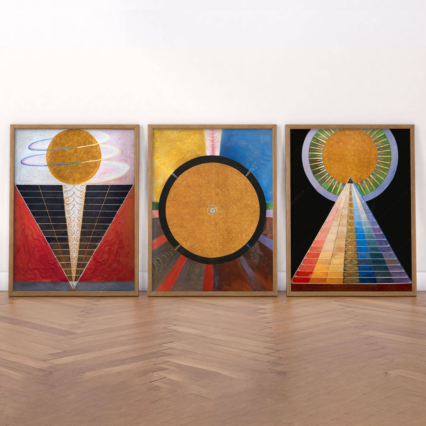 Hilma Af Klint, Set of 3 Posters, Altarpiece series, The Humanity reaching to divinity, Union Art, Beyond the visible