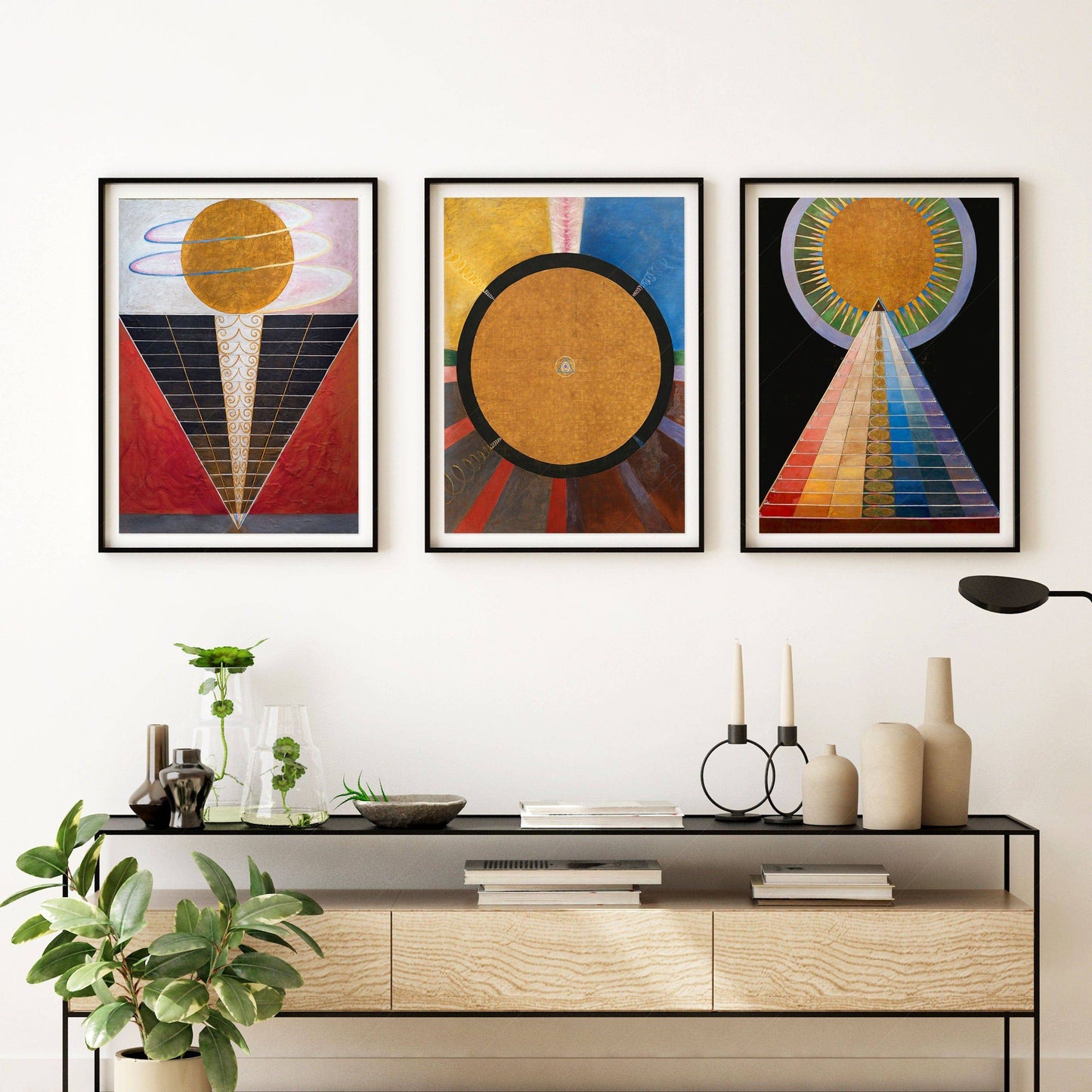 Hilma Af Klint, Set of 3 Posters, Altarpiece series, The Humanity reaching to divinity, Union Art, Beyond the visible