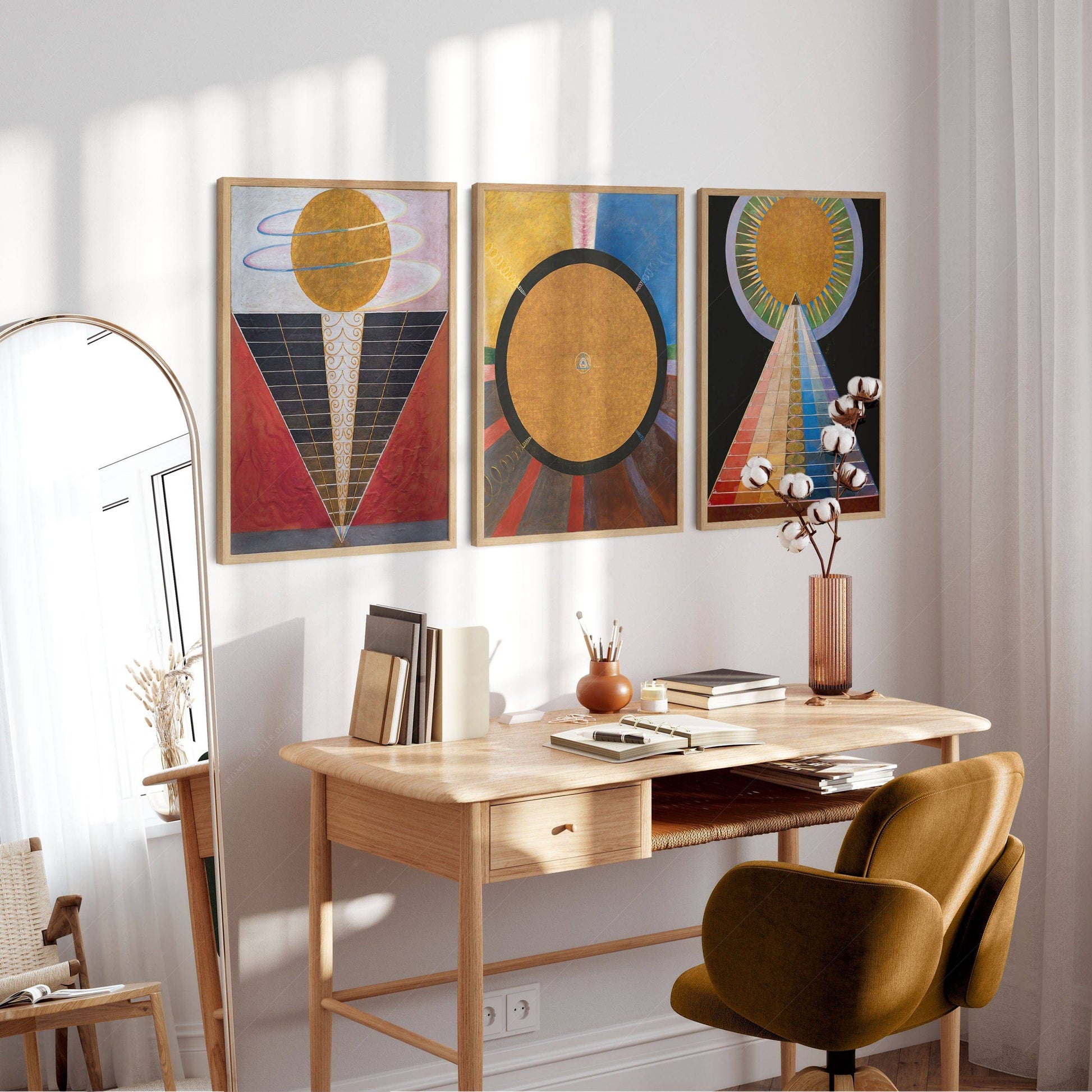 Hilma Af Klint, Set of 3 Posters, Altarpiece series, The Humanity reaching to divinity, Union Art, Beyond the visible