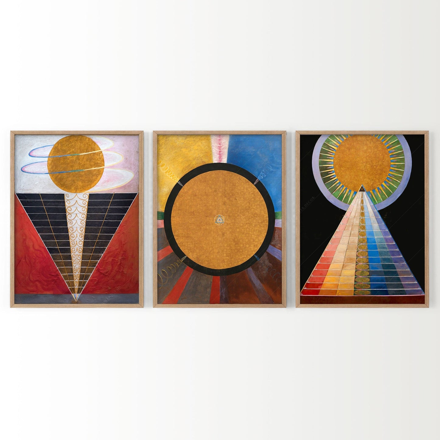 Hilma Af Klint, Set of 3 Posters, Altarpiece series, The Humanity reaching to divinity, Union Art, Beyond the visible