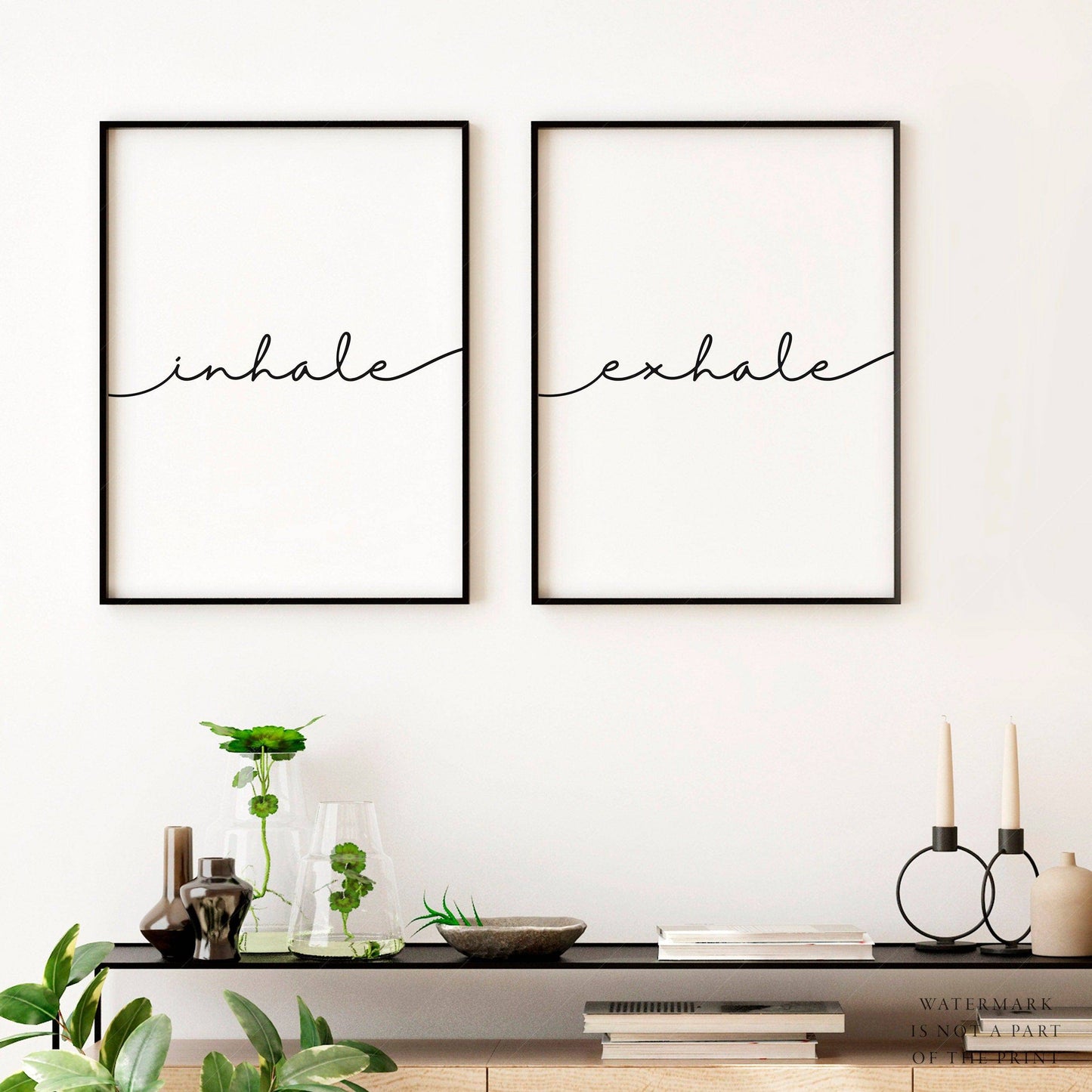 Inhale Exhale Print, Set of 2 Prints, Minimalist wall art