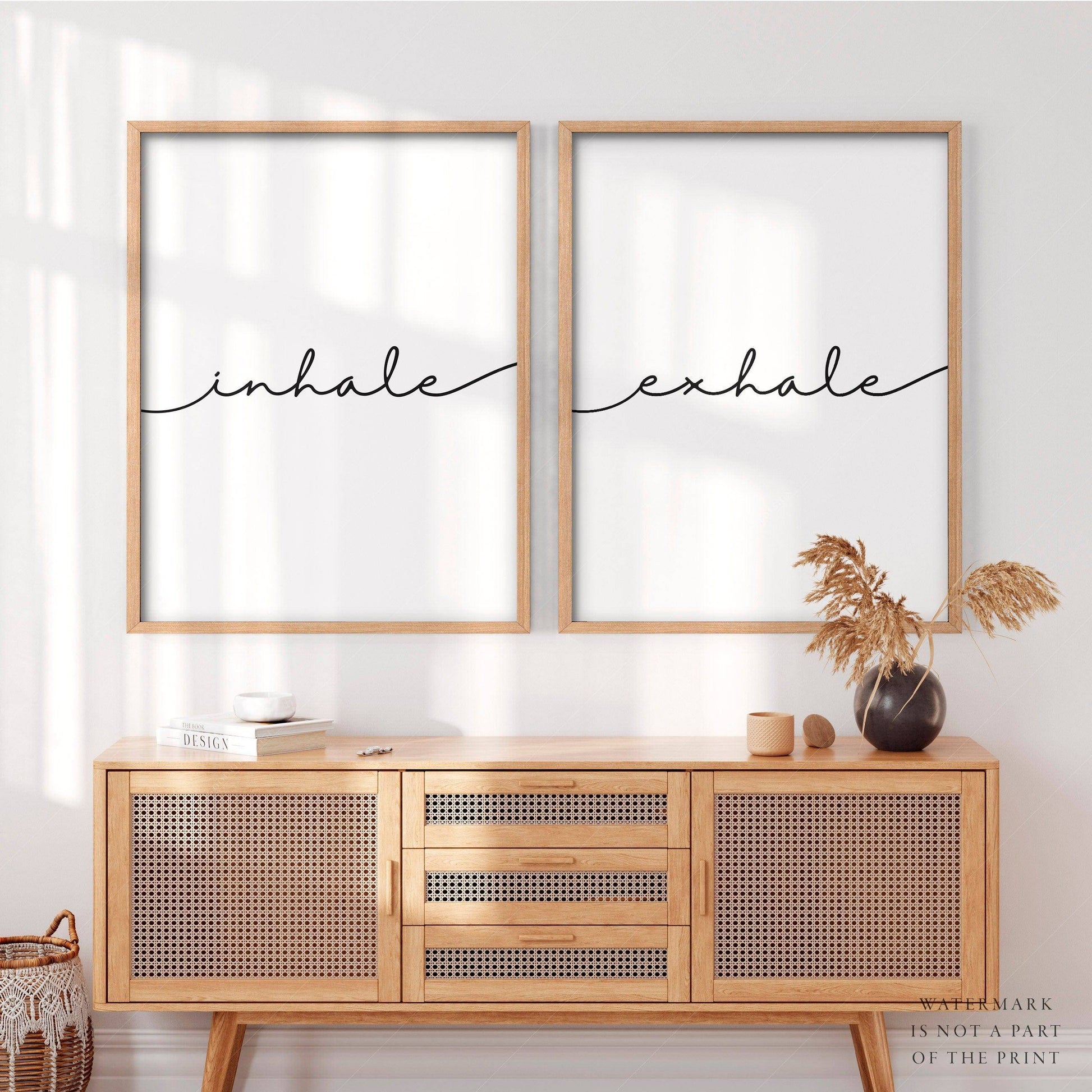 Inhale Exhale Print, Set of 2 Prints, Minimalist wall art