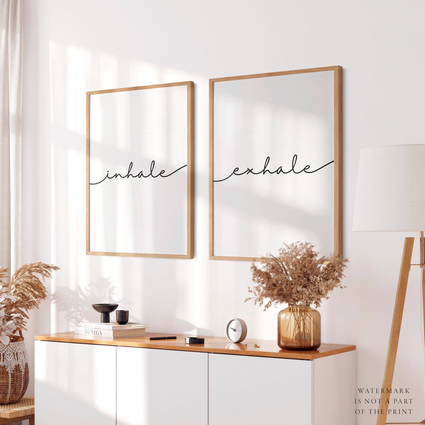 Inhale Exhale Print, Set of 2 Prints, Minimalist wall art