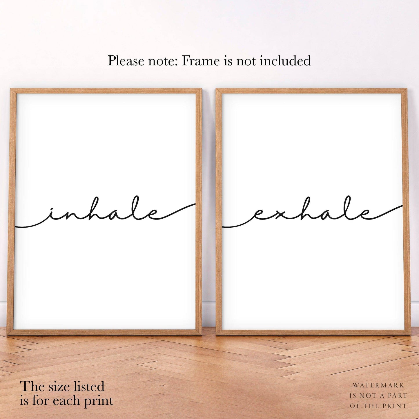 Inhale Exhale Print, Set of 2 Prints, Minimalist wall art