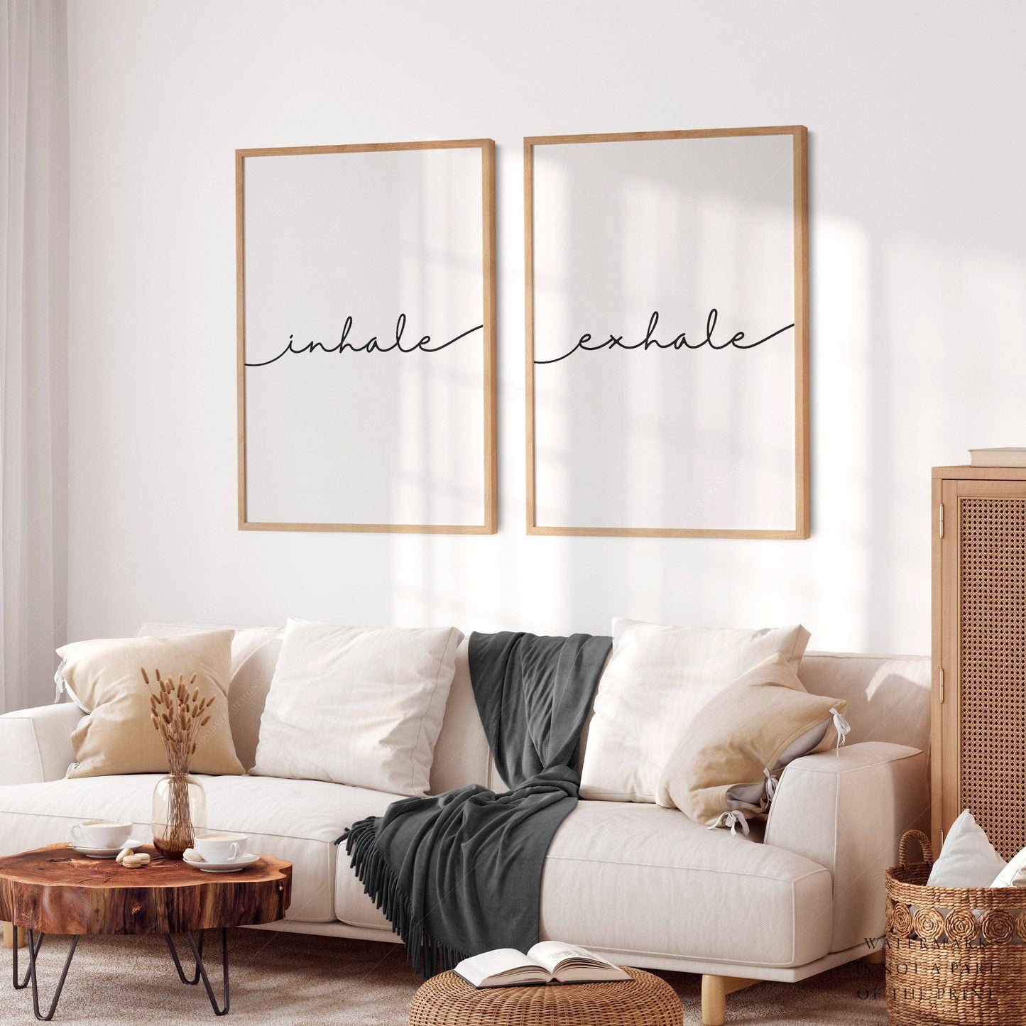 Inhale Exhale Print, Set of 2 Prints, Minimalist wall art