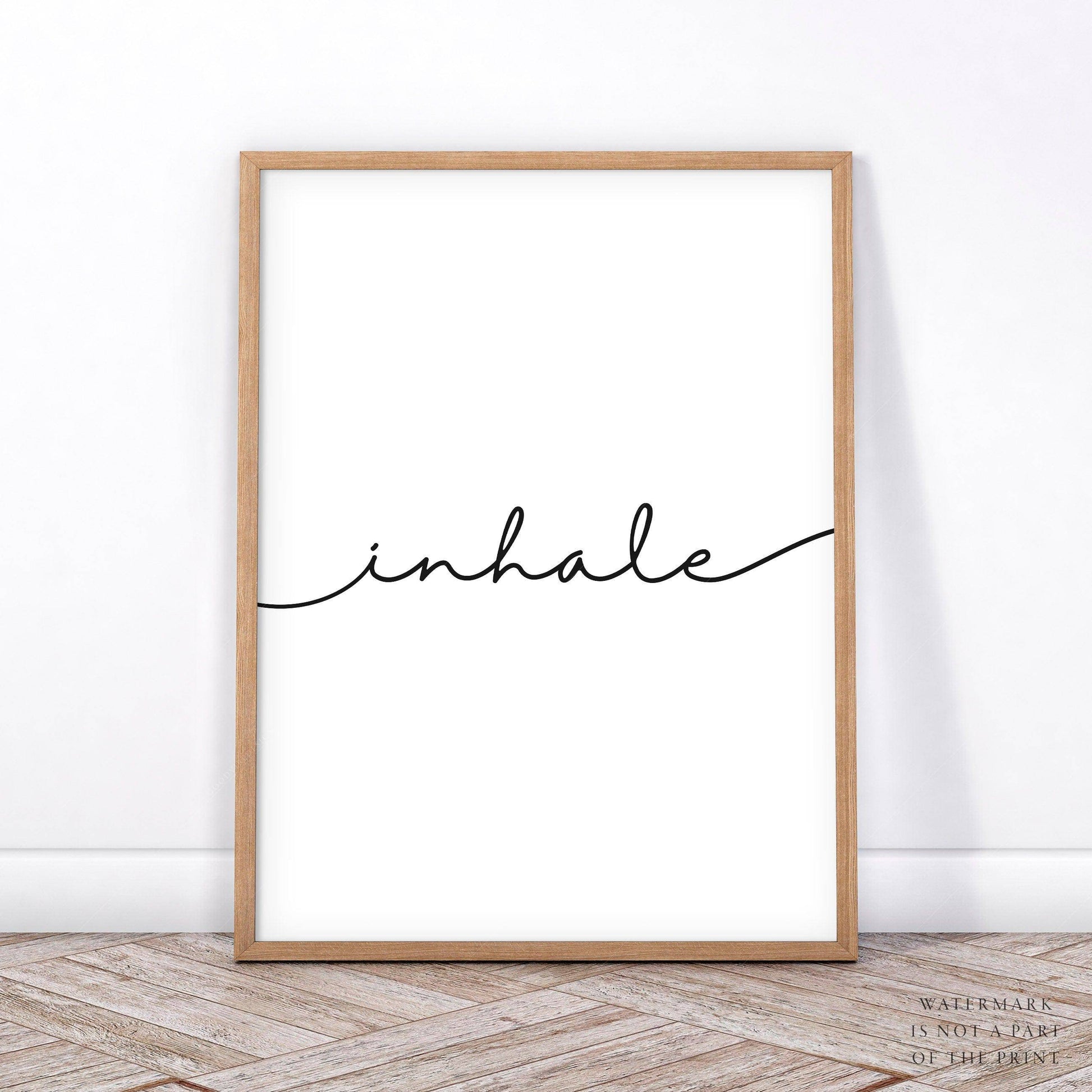 Inhale Exhale Print, Set of 2 Prints, Minimalist wall art